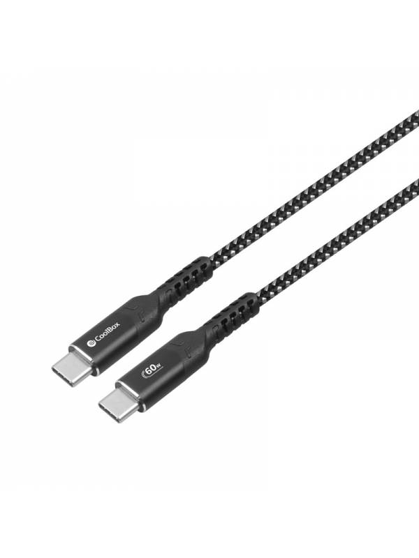 CABLE USB TYPE C A TYPE C 1.2M NEGRO TRENZADO 3.0 PN: COO-CAB-UC-60W EAN: 8436556141577